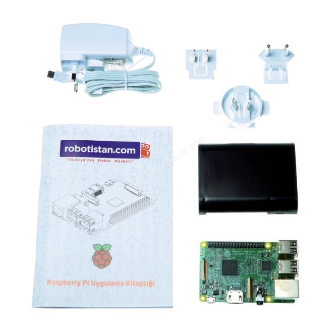 Raspberry Pi 3 Kombo Kit - Raspberry Pi 3 + Muhafaza Kutusu + Adaptr + SD Kart