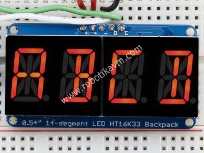 4 Haneli 0.54" Alfanmerik 7-Segment I2C Ekran (Krmz)