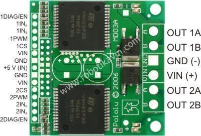 Dual VNH2SP30 Motor Driver Carrier MD03A - PL-708