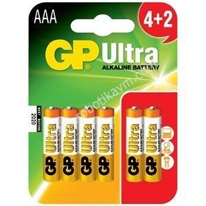 GP Ultra Alkalin 1.5V AAA nce Kalem Pil (Kumanda Pili) - (4+2) 6'l Ekonomik Paket
