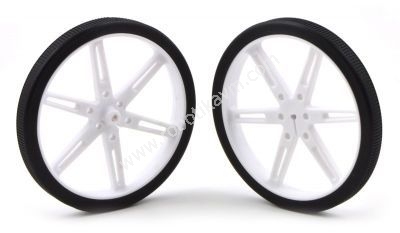 Pololu-80x10mm-Tekerlek-cifti-(Beyaz)---Pololu-Wheel-80x10mm-Pair---Beyaz