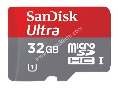 SanDisk 32GB microSDHC Hafza Kart Class10 - 98MB/sn Okuma Hz - Kart Adaptrl